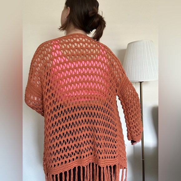 3/50$ Knitted cape cardigan in boho style / size M - Picture 3 of 10